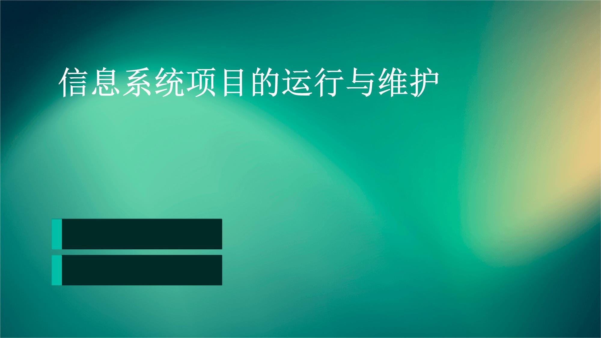 信息系统项目的运行与维护